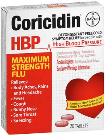 Coricidin hbp tab flu m/str 20
